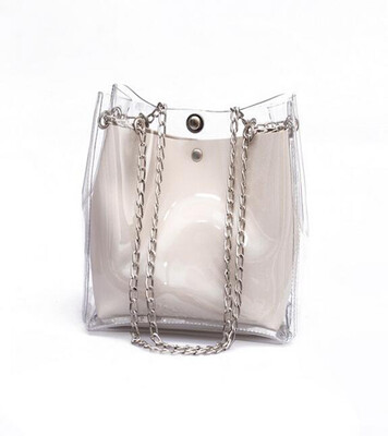 

2pcsset Crossbody Bags for Women 2018 PU Chain Messenger Bags Clear Jelly Transparent PVC Bags Candy Colour Tote Bolsos Mujer