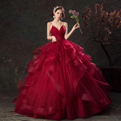 

Sexy Wedding Dress 2019 New The Sling V-neck Bride Wedding Ball Gowns Was Thin Floor Length Wedding Gown