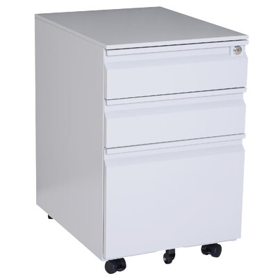 

24" Steel 3 Drawer Locking File Cabinet on Wheels - Grey