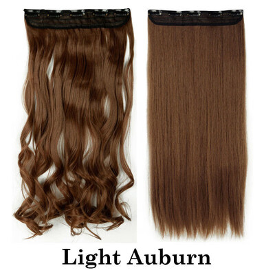 

Synthetic Fiber Clips in on Hair Extension 34 Full Head One Piece 5 Clips Long Silky Straight Curly Wavy