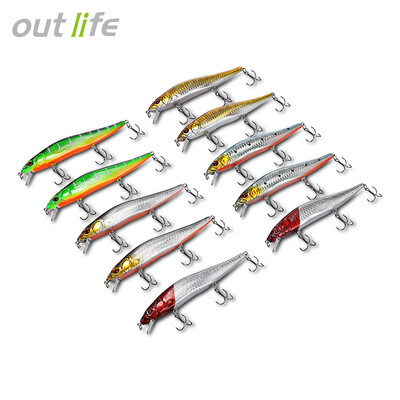 

Outlife DHM002 10PCS Fishing Lures Hard ABS Minnow Baits with Hooks Box