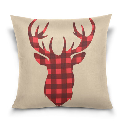 

ALAZA Throw Pillow Cover 16 X 16 inch Christmas Gift Cushion Cover with Head Of Deer Printed Pillowcase