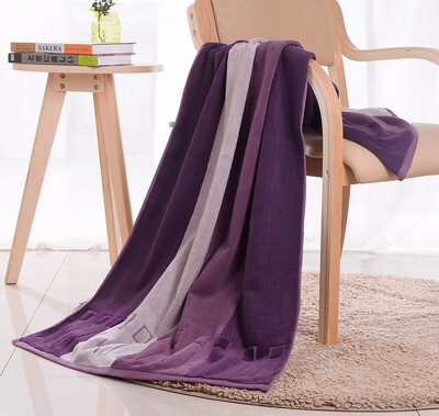 

Thicken 100 Cotton Men&Women Dark Color Strip Bath Towel Swimming Sports Beach Towel 70135cm