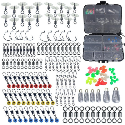 

Fishing Accessories Kit Crank Hooks Sinker Weights Swivels Snaps Connectors Beads Fishing Tackle Box Set