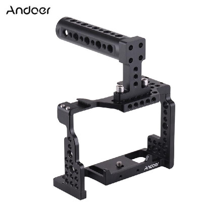 

Andoer Camera Cage Top Handle 15mm Rod Baseplate Kit Video Film Movie Making Stabilizer Aluminum Alloy with Cold Shoe Mount fo