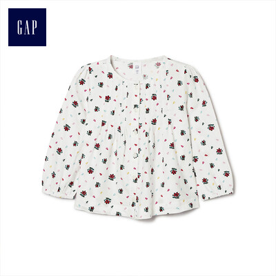 

GAP flagship store female young print pleated round neck long sleeve shirt 399240 printing 3YRS