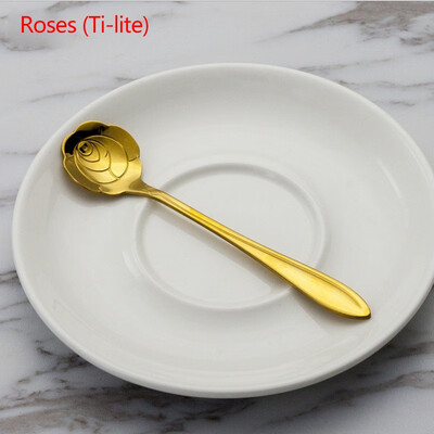 

NeillieN Stainless steel spoon coffee spoon cherry spoon Golden Rose spoon companion gift spoon creative gift spoonladle