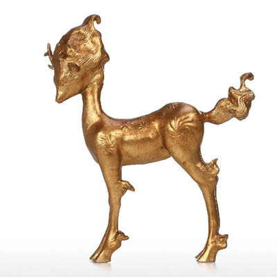 

Fairy Deer Peaceful Deer Sculpture Model Figurine Statue Decor Wild Animal Sculptures As Gifts Bronze-colored