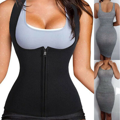 

Hot Sweat Neoprene Weight Loss Tank Top Shirt Womens Waist Trainer Vest Zipper Corset Body Shaper Cincher Training Workout