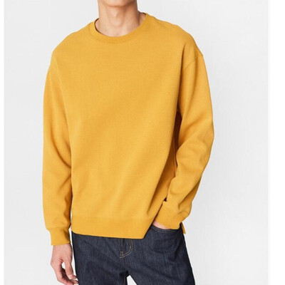 

Mens Solid Color Round Collar Sweatshirt Fall Loose Shoulder Long Sleeve Pullover