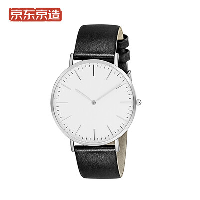 

Beijing Tokyo made watch male couple watch quartz simple black leather strap flashing silver dial 40mm