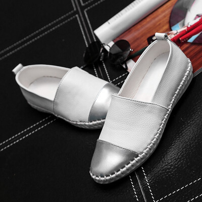 

Fashion casual leather white shoes 2018 spring&summer new Korean version of the wild lazy one pedal flat shoes womens shoes