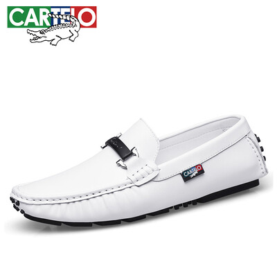 

Cartier crocodile CARTELO casual peas shoes mens British fashion non-slip leather low to help a pedal outdoor driving 5103 white 39