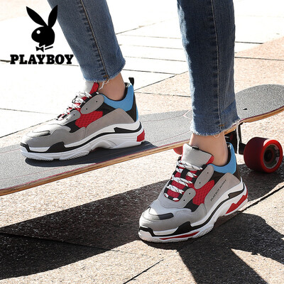 

Playboy PLAYBOY fashion sports casual breathable Korean version of the wild air cushion running shoes 1118 red blue 35