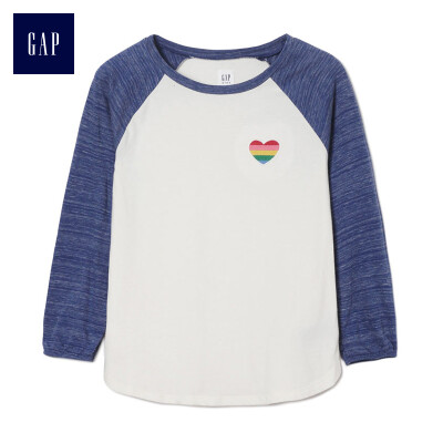 

GAP flagship store girls embroidery love pattern raglan sleeves T-shirt 398666 ivory white XS