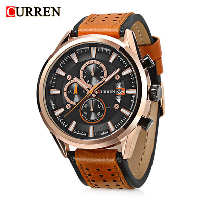 

Curren 8290 Male Quartz Watch Calendar Chronograph Minute Sub-dials Men Wristwatch