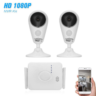 

4CH Wifi Mini NVR Kit Video Surveillance TF Card Record with 2PCS 1080P Wireless IP Camera Set Audio PIR Motion Detection Indoor