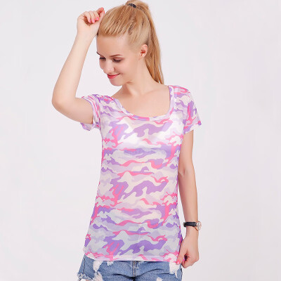 

Womens clothing t shirt 2019 summer print knitting Army camouflage tshirt big o-neck tops tees shirts female casual short sleeve