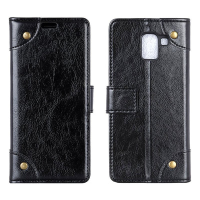 

MOONCASE Samsung Galaxy J6 Copper Buckle Napa Leather Case - Black