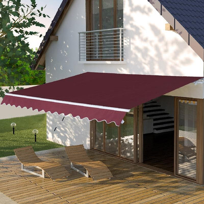 

Outdoor Patio Manual Retractable Exterior Window Awning - Red