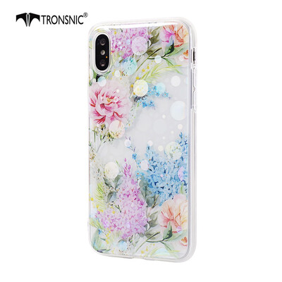 

Tronsnic Flowers Phone Case for iPhone X XS Shiny Laser Soft Cases for Transparent Covers