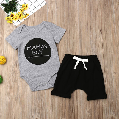 

US Stock Baby Mamas Boy Girl Romper BodysuitShort Skirts Matching Outfits Set