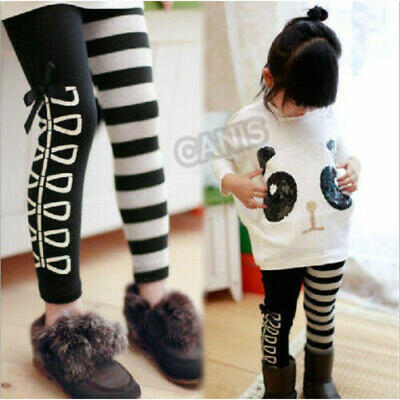 

US Kids Baby Girls Outfits Long Sleeve Cute Panda TopsStriped Pants 2Pcs Sets