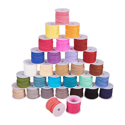 

PH PANDAHALL 30 Rolls 5 Meters Mixed Color Faux Suede Cords for Jewelry Making