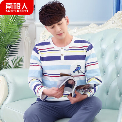 

Antarctic pajamas mens autumn cotton long-sleeved winter cotton can be worn outside Korean casual young students mens home service suits NAS5X20011-15 color strip bird L