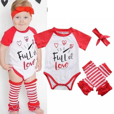 

Newborn Toddler Baby Girl Romper TopHeadbandLeg Warmer 4PCS Outfit Clothes Set