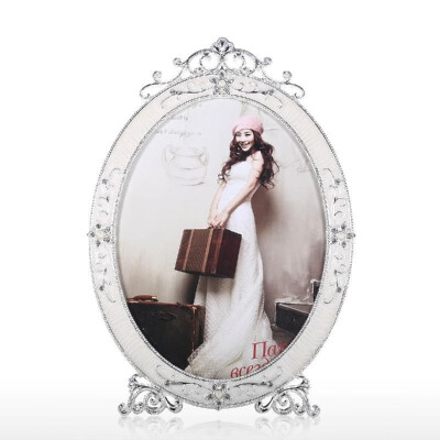 

Oval Picture Frame Metal Photo Frame Tabletop Display Home Wedding Photo Frame Anniversary for Family New Couple
