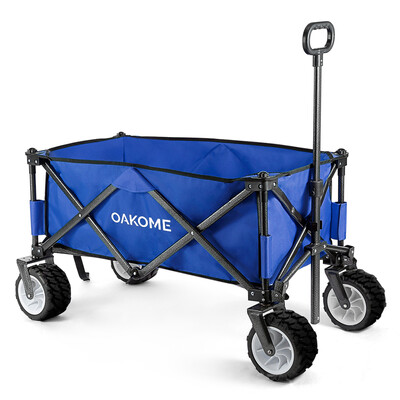 

Oakome Outdoor Collapsible Cart Versatile Wagon Trolley with 4 Wheels Reinforced Steel Frame Sturdy 600D Jean Cloth