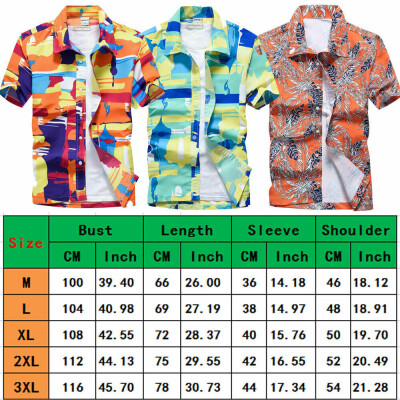 

Men Hawaiian T Shirt Short Sleeve Summer Holiday Floral Beach Blouse Shirts Tops