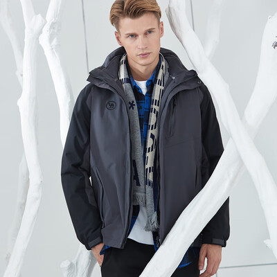 

Camel brand fashion outdoor windproof waterproof warm jacket mens three-in-one jacket P8W270709 ink gray black