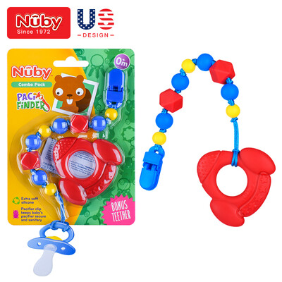 

Nuby anti-lost anti-densation teeth baby baby newborn 0-6-12 bite bite pacifier chain bite bite anti-chain chain molars toy bead chain clip red
