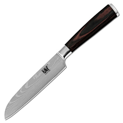 

XYj Christmas 7Cr17 Stainless Steel Kitchen Knife Color Wood Handle High Quality Cooking Tools New Year 5 Inch Santoku Knife