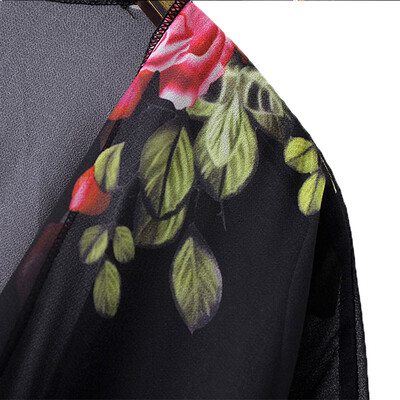 

Sexy Women Chiffon Cardigan Floral Print Asymmetric Boho Loose Kimono Outerwear Beachwear Bikini Cover Up
