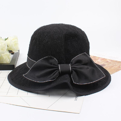 

New Fashion Women Sun Straw Hat Bowknot Wide Brim Outdoor Foldable Beach Shade Hats