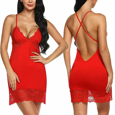 

Sexy Lingerie Women Silk Lace Robe Dress Babydoll Nightdress Nightgown Sleepwear
