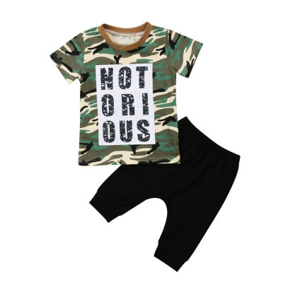 

Toddler Kids Boys Summer Camo Tops T-shirt Harem Pants Shorts Outfits Set Clothes