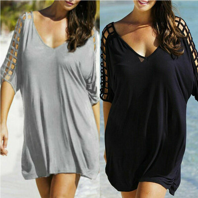 

HOT Women Summer Beach Shirt Blouse Casual Boho Party Short Mini Dress Plus Size