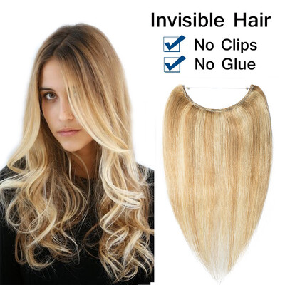 

16182022 Inches One Piece Straight Remy Human Hair Miracle Secret Invisible Wire Hair Extensions - No Clip No Glue