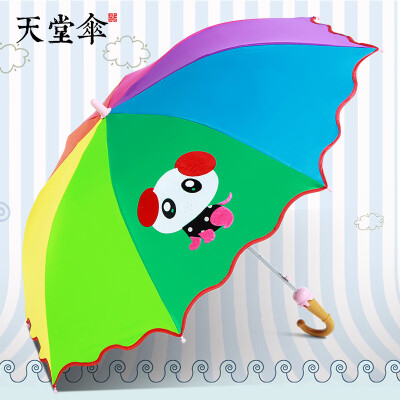 

Paradise umbrella children umbrella black plastic sunshade umbrella long handle sunny umbrella colorful childhood 6 big eyes dog