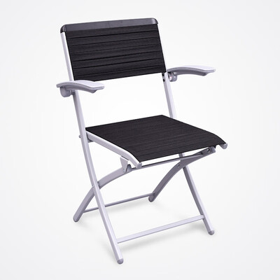 

Black-New Design Natural rubber ribbon Steel Frame Upholstered Premium rubber Seat&Back Folding Chair High elasticity 480 lbs