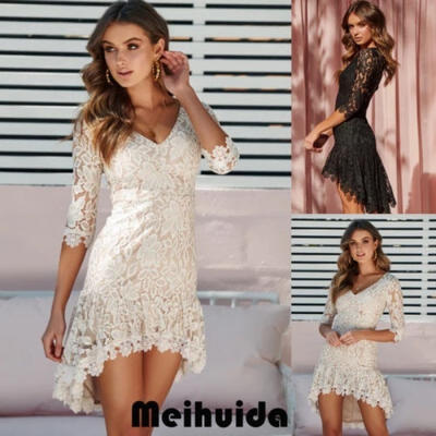 

Black&White Lace Vintage Mini Dress for Women Ladies Evening Party Cocktail Bridesmaids Skater niceshirt