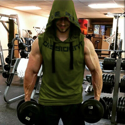 

Mens Hooded Hoodie Vest Tank Tops Sweatshirt Gym Muscle Sleeveless T-shirt