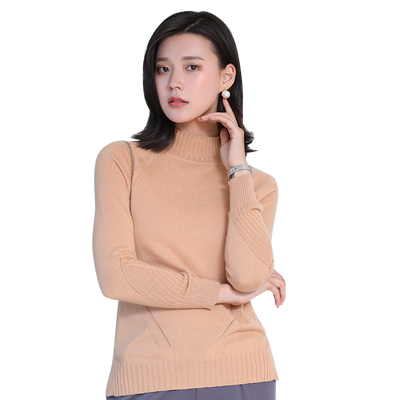

QIANMUCHUN female half-high collar split cashmere sweater 5779