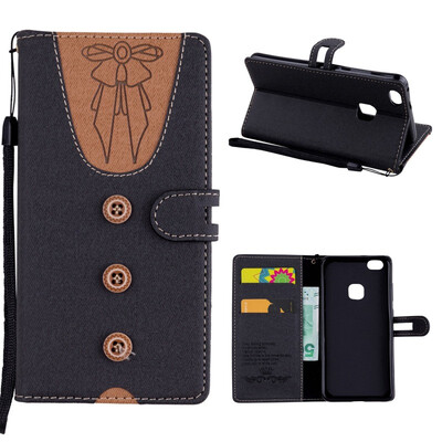 

MOONCASE Huawei P10 Lite stitching embossed womens leather case - black
