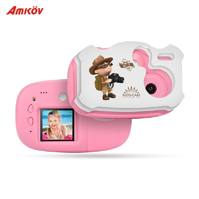 

Amkov Mini Kids Digital Video Camera Built-in Rechargeable Battery with Cartoon Stickers Christmas New Year Birthday Festival Gift