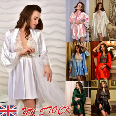 

Womens Satin Lace Sleepwear Babydoll Lingerie Nightwear Shorts Pjs Pyjamas Set